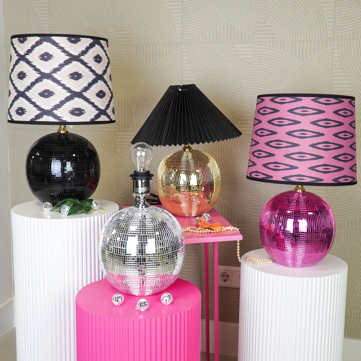 LAMP DISCO BALL GLAS GOLD 20x20X20CM