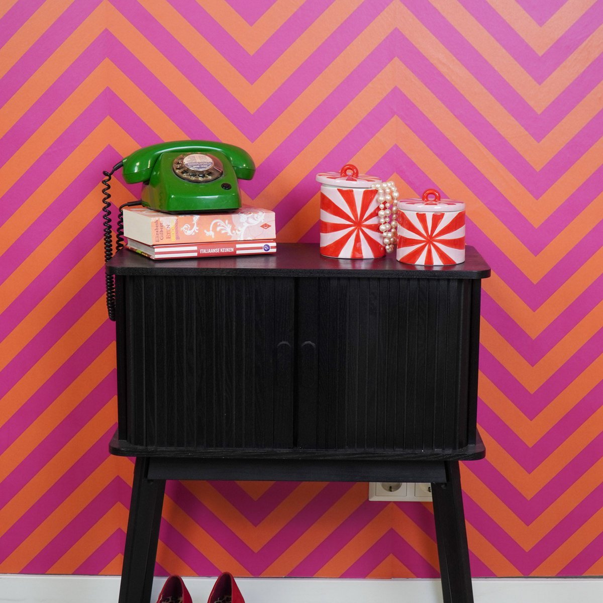 Decoratieve Pot Swirl Rood/Roze 11x11x14,5 cm