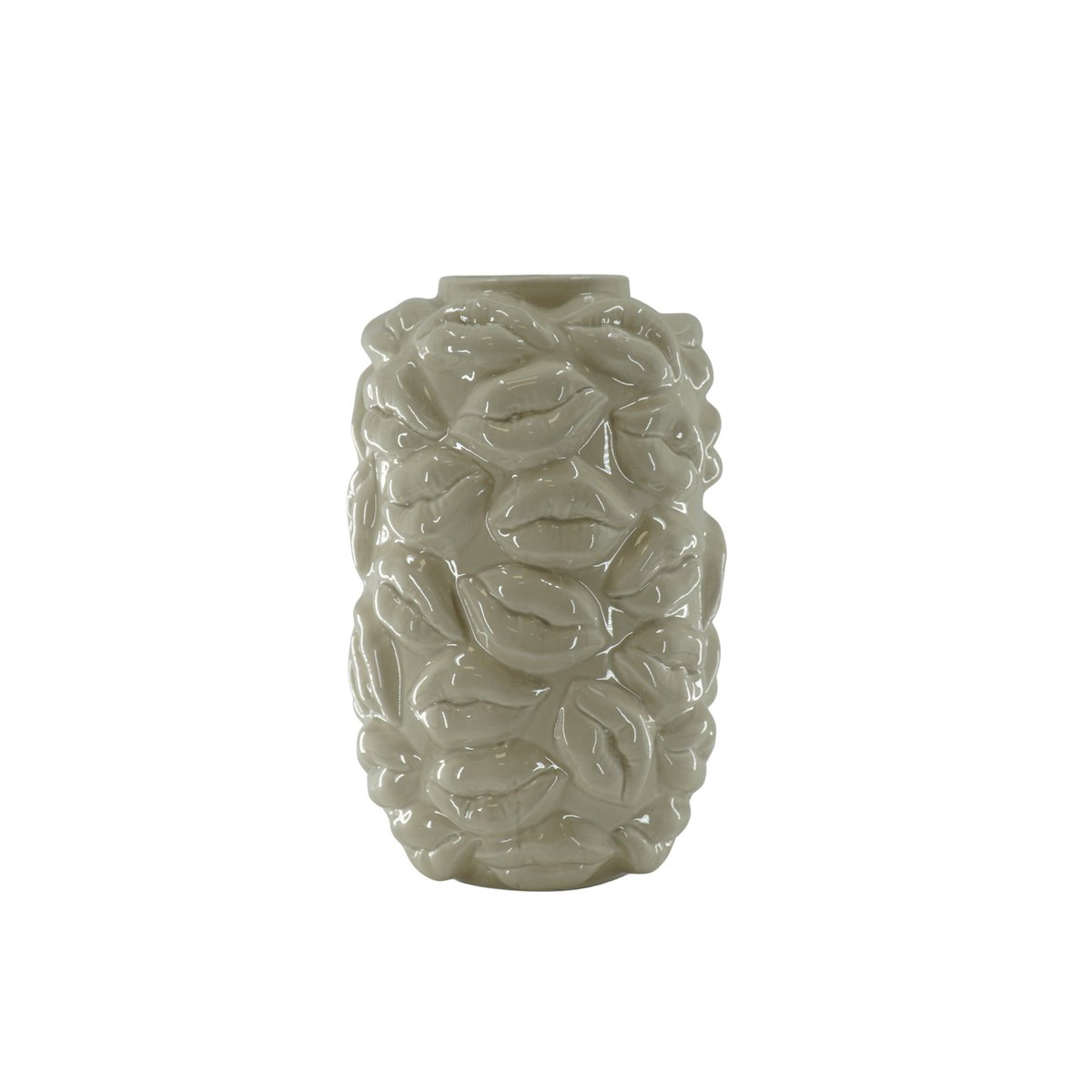 Vaas Kusjes Keramiek Beige 17x17x27cm