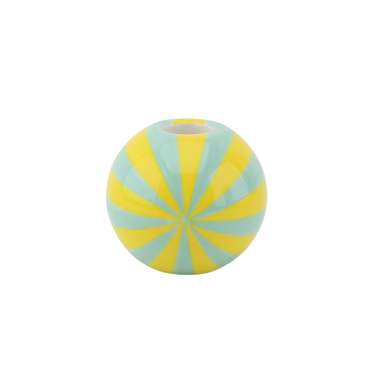 Kandelaar Swirl Geel/Mint 10x10x10cm