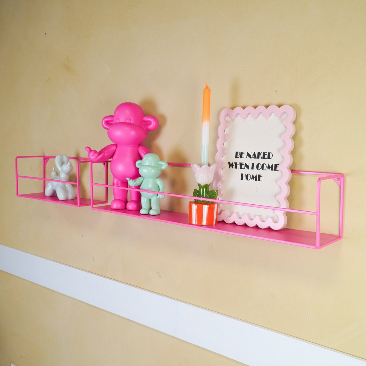 Wandplank Metaal Neon Pink Set van 2 40 | 80x14x16cm