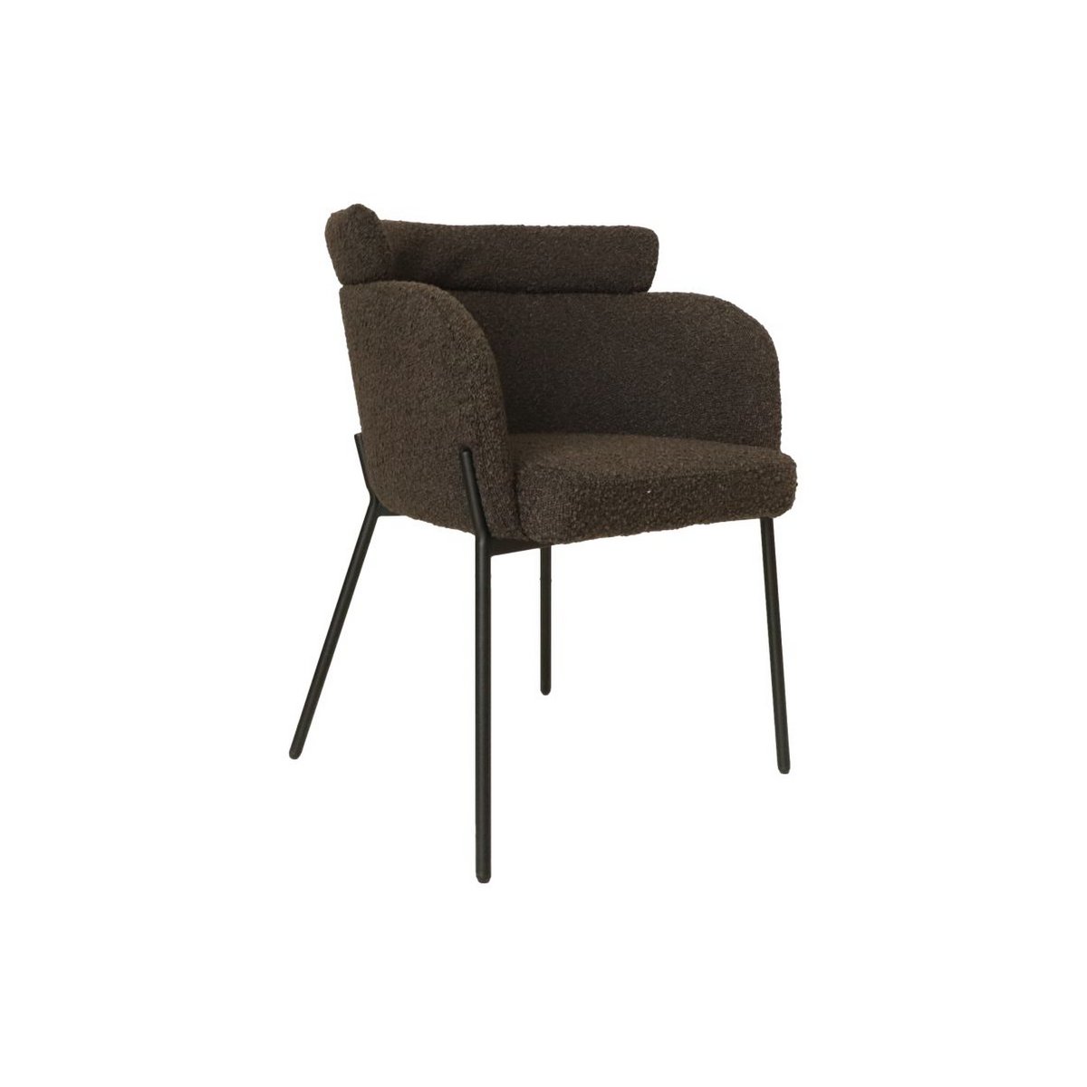 Eetkamerstoel Luca Set van 2 57x60x81 Espresso/Zwart Teddy/Bouclé/Metaal