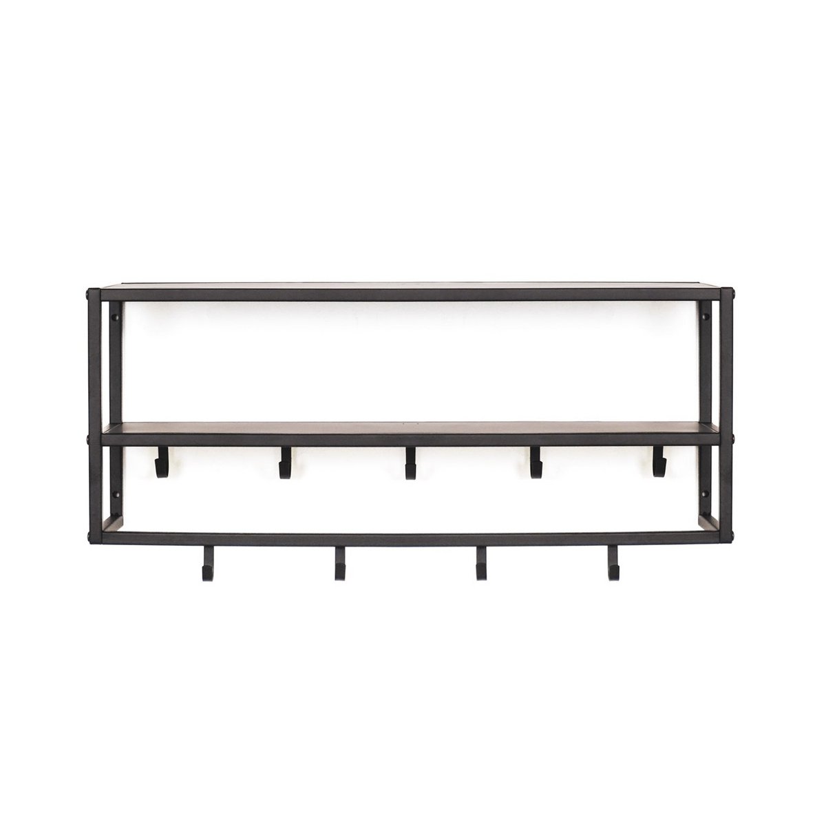 Kapstok Planken Metaal Zwart 73x21x29,5cm