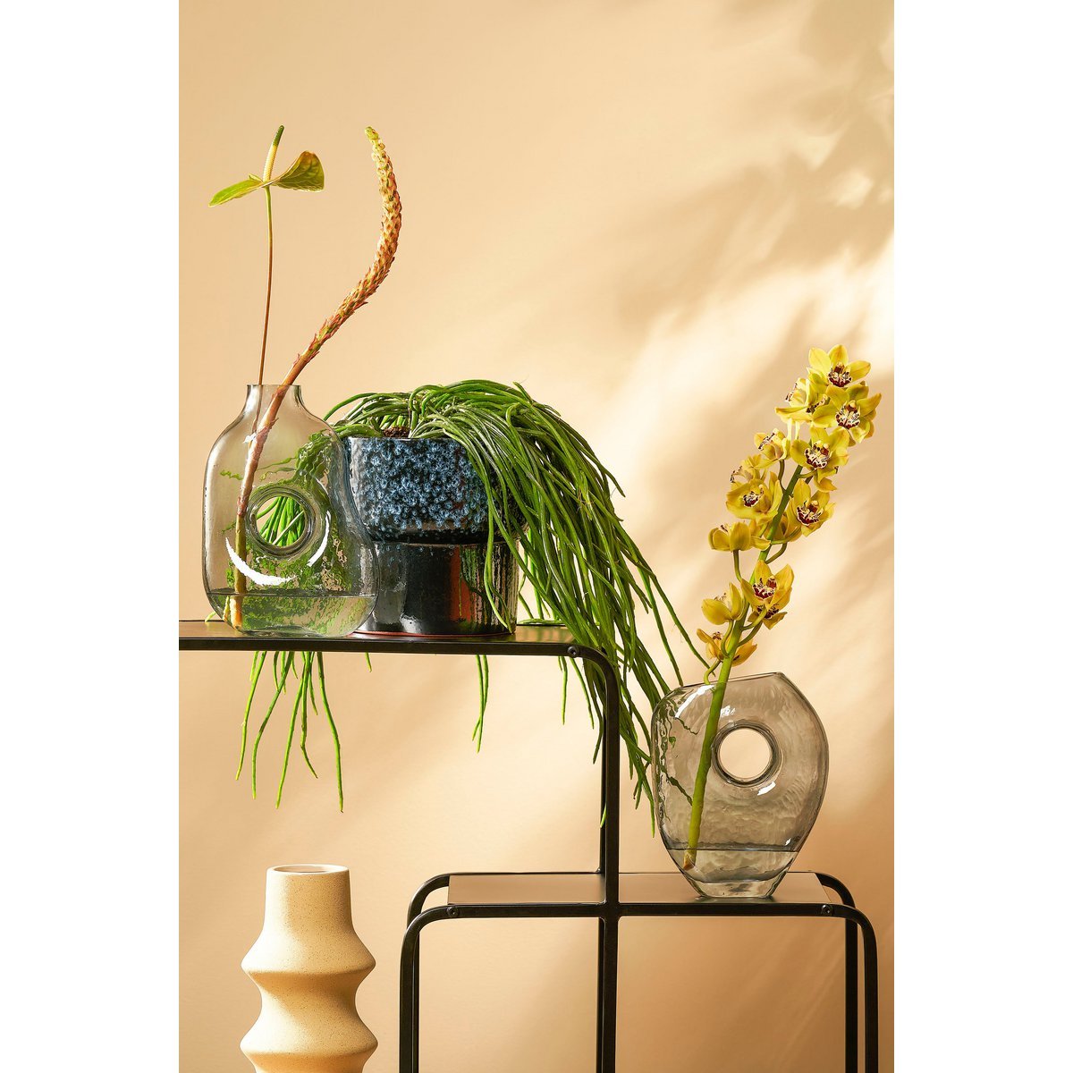 Jay Vaas L19 x B11 x H25 cm Glas Lichtgrijs