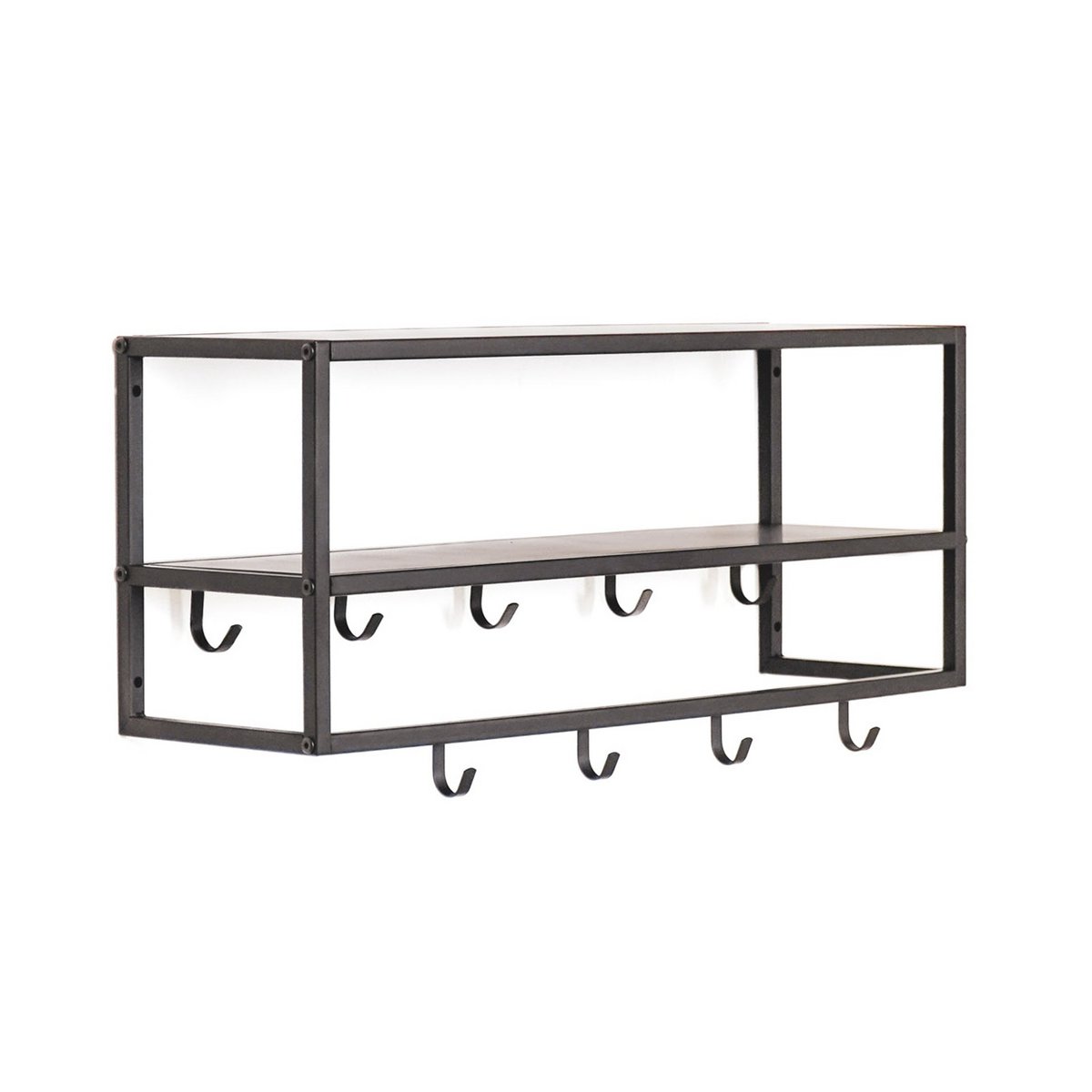 Kapstok Planken Metaal Zwart 73x21x29,5cm
