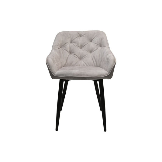 Eetkamerstoel Liverpool S/2 56x61x79 Fluweel/Metaal Beige/Zwart