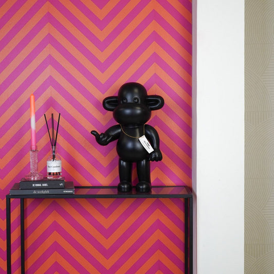 Ornament Aap 'de legende' polyresin zwart 33x21x50cm