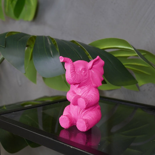 Ornament Olifant Polyresin Roze 7x7x11cm