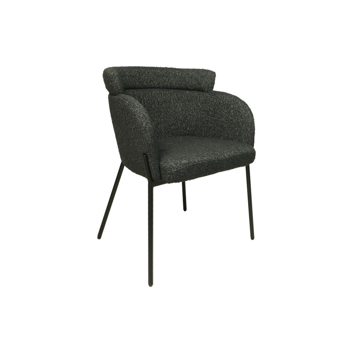 Eetkamerstoel Luca Set van 2 57x60x81 Antraciet/Zwart Teddy/Bouclé/Metaal