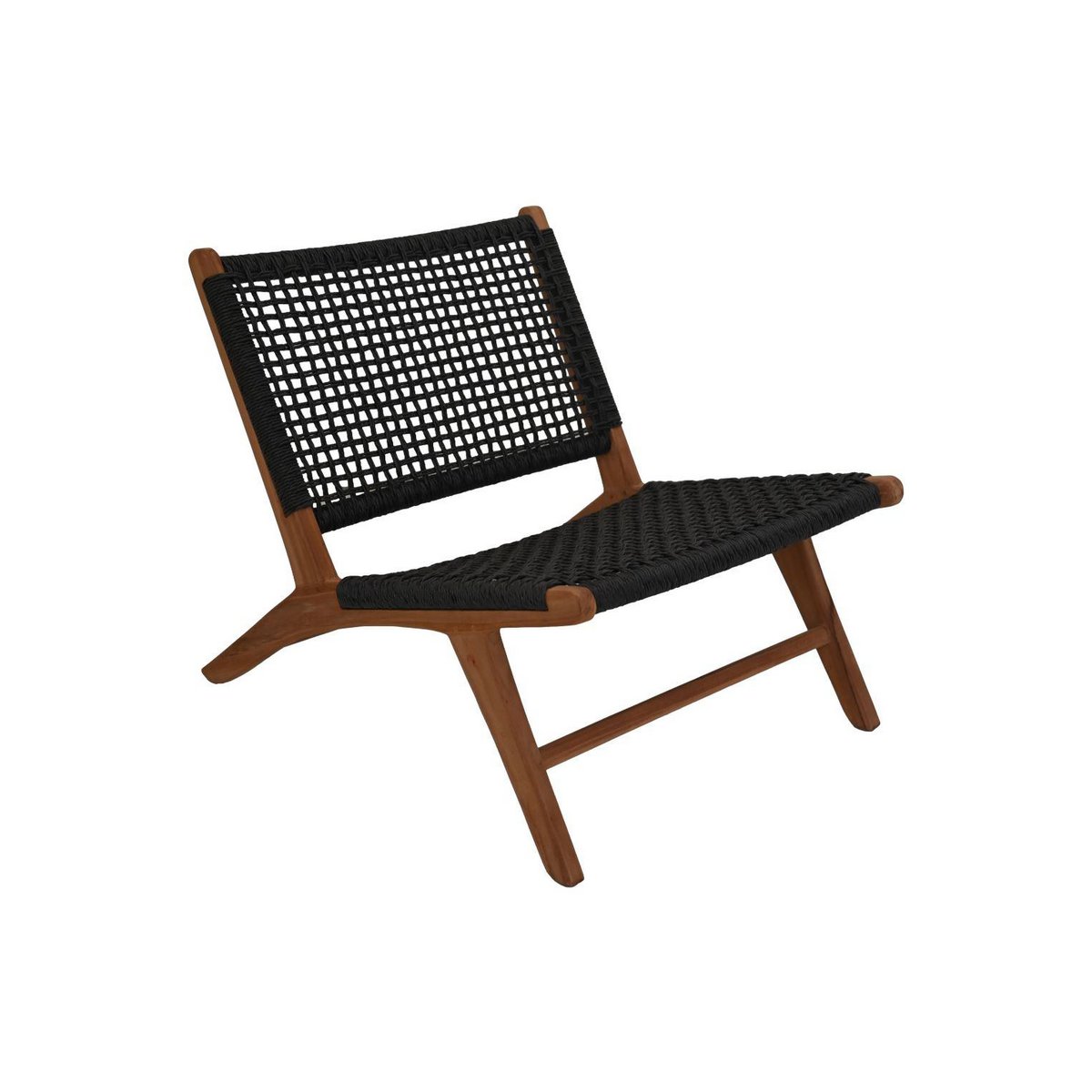 HSM Collection Tuin Lounge Stoel Rio KD 66x80x65 Zwart/Natuurlijk Teak/Bananenblad