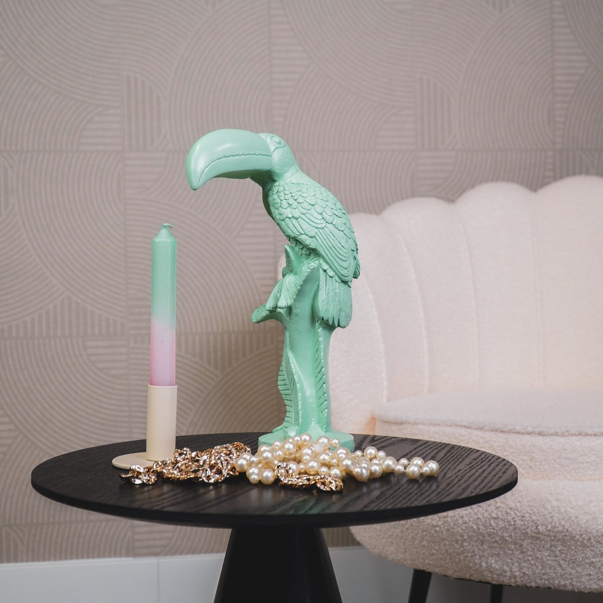 Ornament Toekan Polyresin Mintgroen 18x9,5x29,5cm