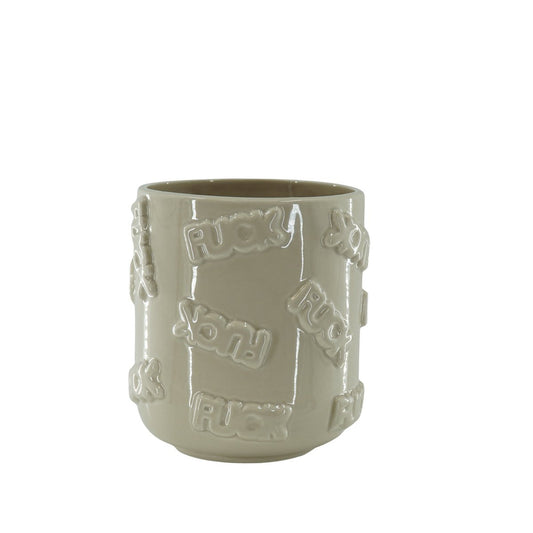 Pot - 'FUCK' - Keramiek - Beige -17,5x17,5x17,5cm