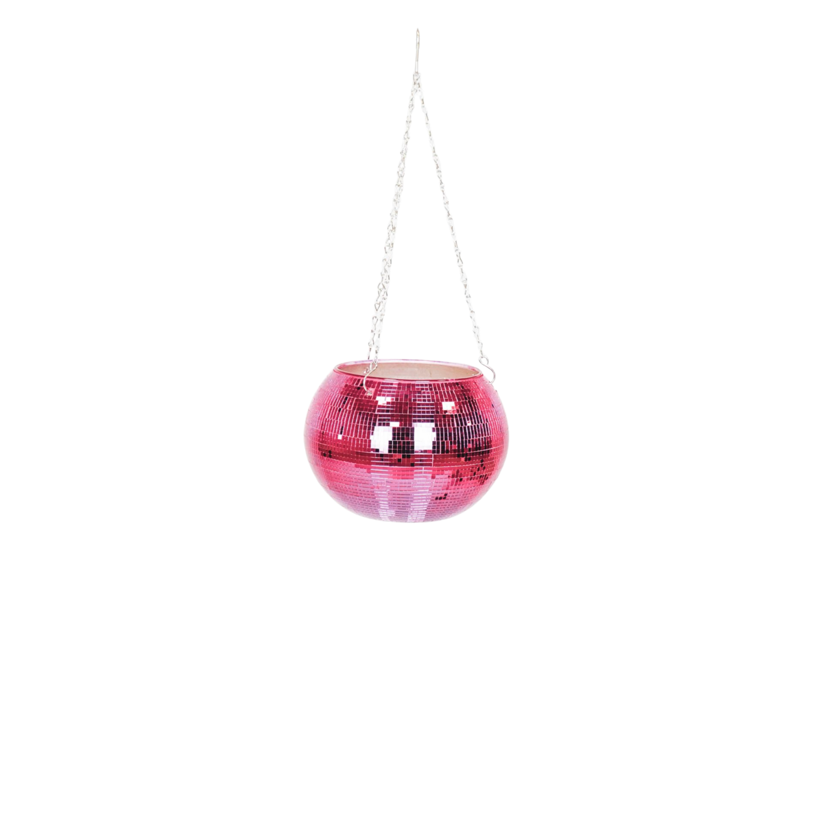 Hangende Plantenpot Disco Glas Roze 25x25x25cm