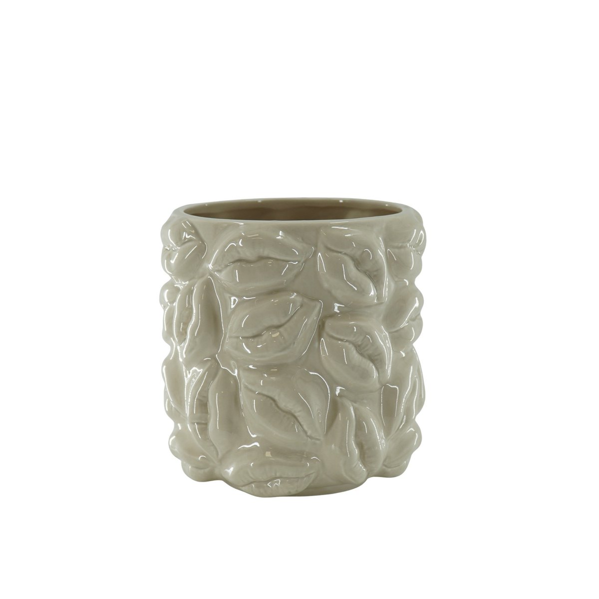 Pot - Kisses - Keramiek - Beige - 17,5x17,5x17,5cm