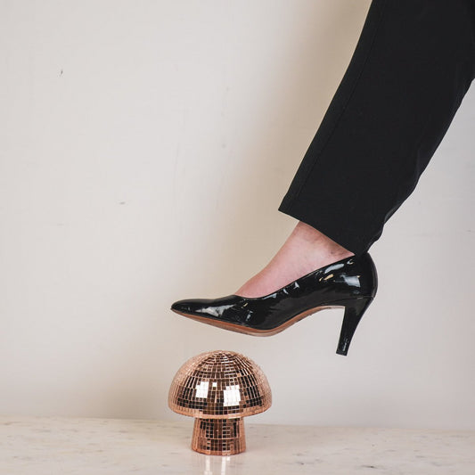 Ornament Disco Paddenstoel Glas Rose Gold- 14x14x14cm