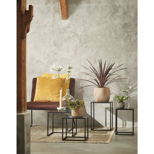 Goa Bijzettafel Set van 2 L35 x B35 x H33 cm Metaal Zwart