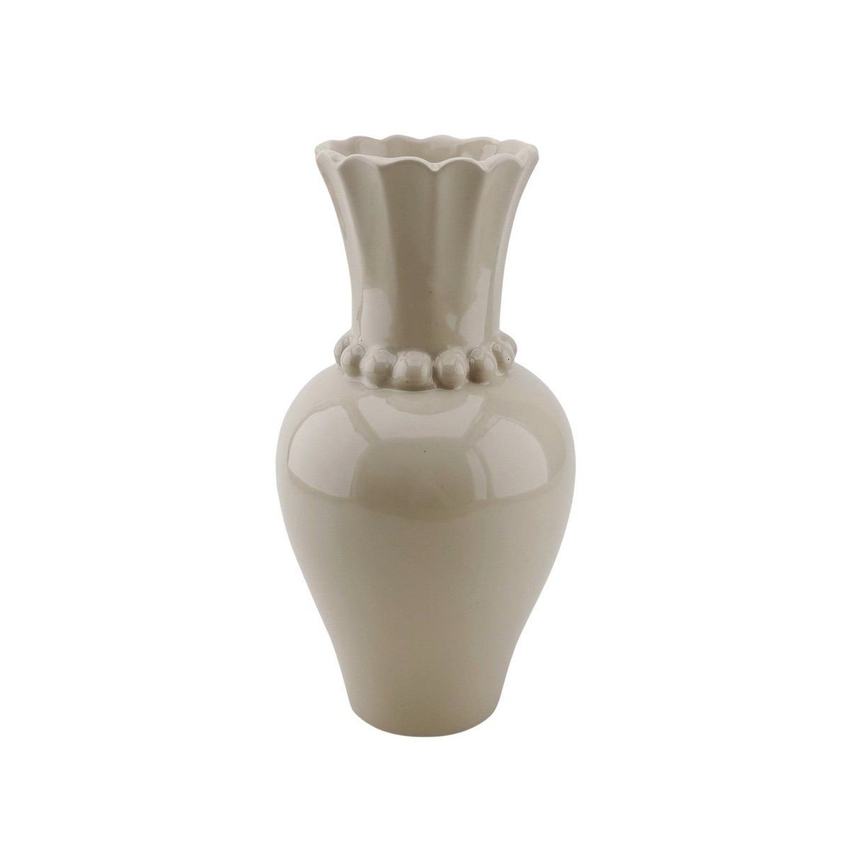 Vaas Parelhals keramiek zand 12x12x24cm