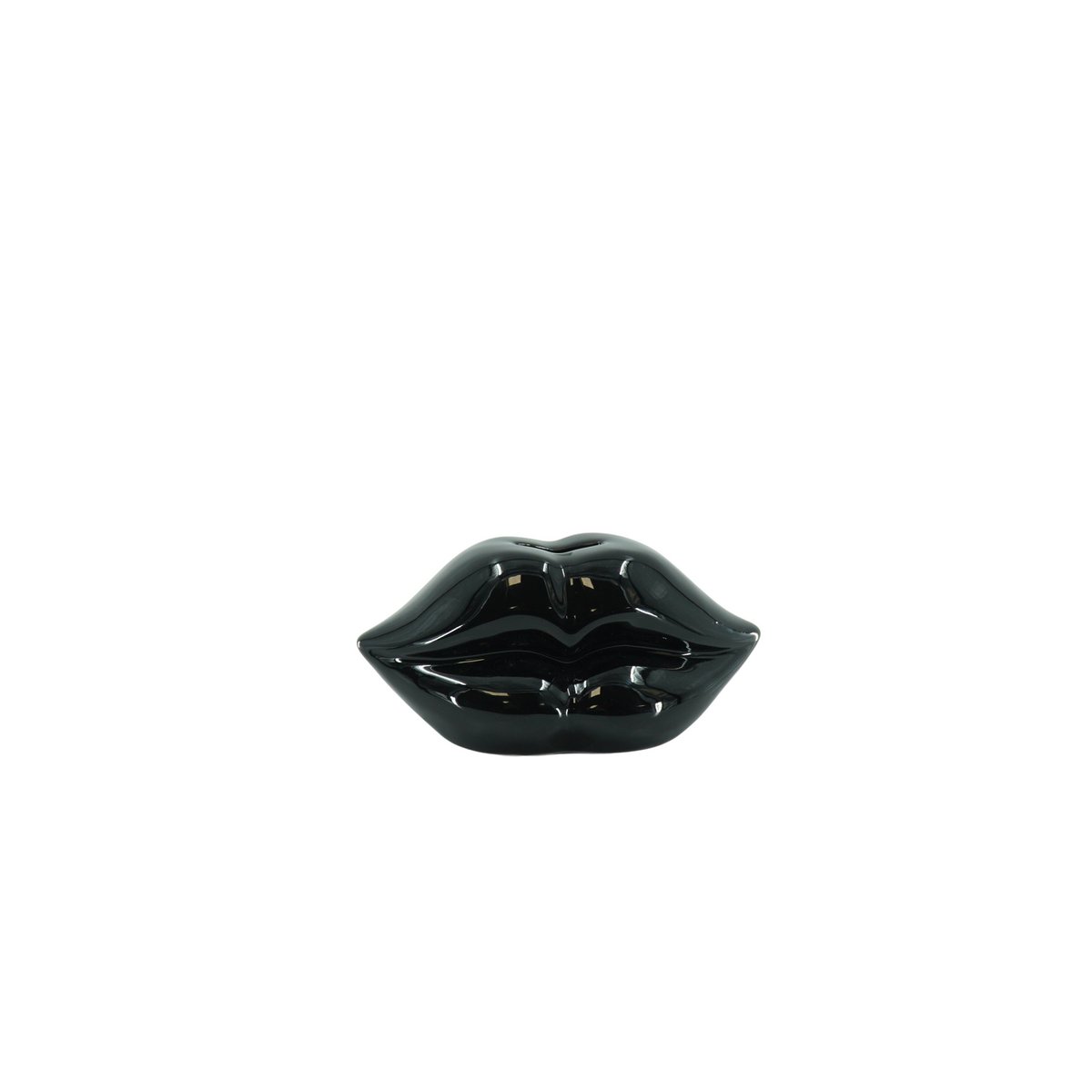 Ornament Spaarpot Lip Keramiek Zwart 15x8x8cm
