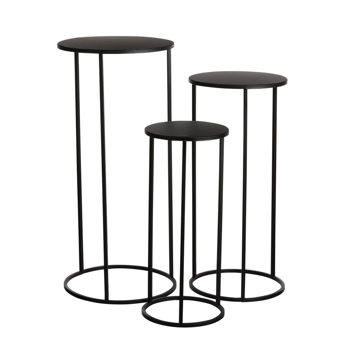 Quinty Bijzettafel Set van 3 H70 x Ø32 cm Metaal Zwart