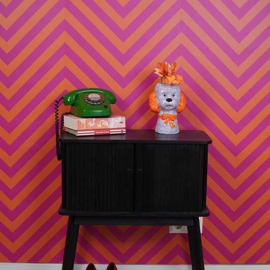 Vaas Hond Lila/Oranje 15,5X12,5X21cm