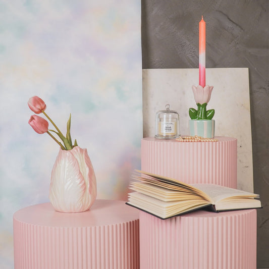 Vaas Tulpen Vaas roze 14x14x19cm