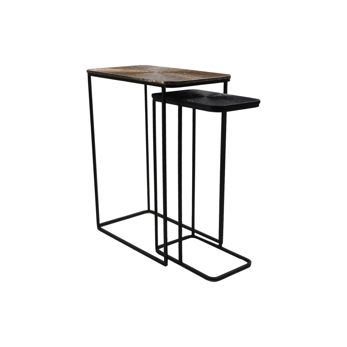 Consoletafel Fletcher 60x35x77/40x25x70 Goud/Zwart Aluminium/IJzer