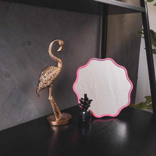 Spiegel Make Up rond metaal neon roze 25x1x25cm