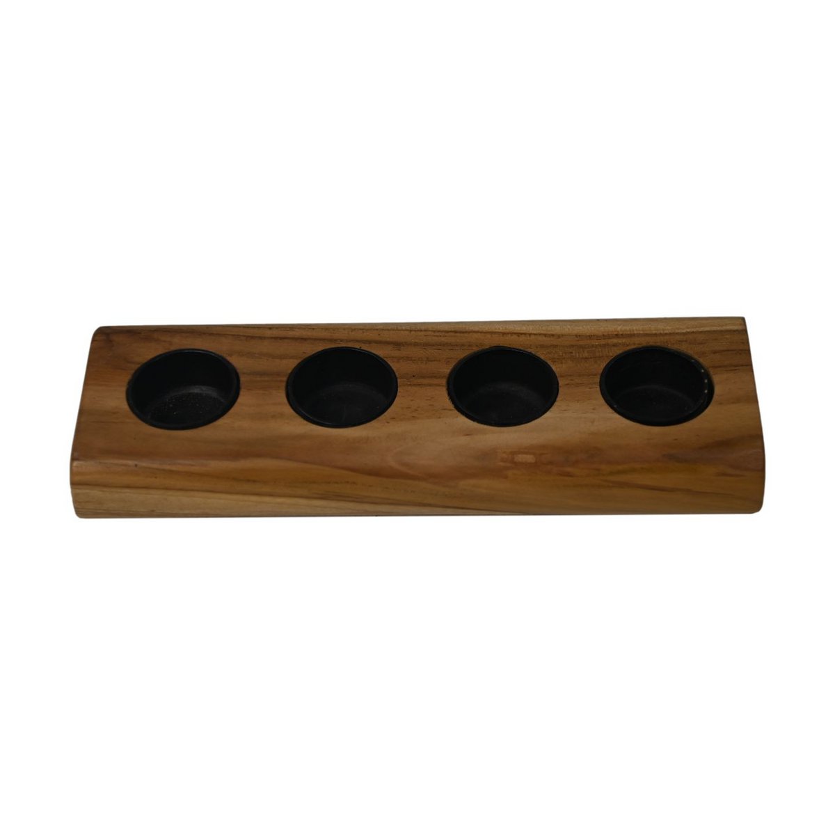 Waxine lamphouder 4 lampen 10x30x4 Naturel/Zwart Teak