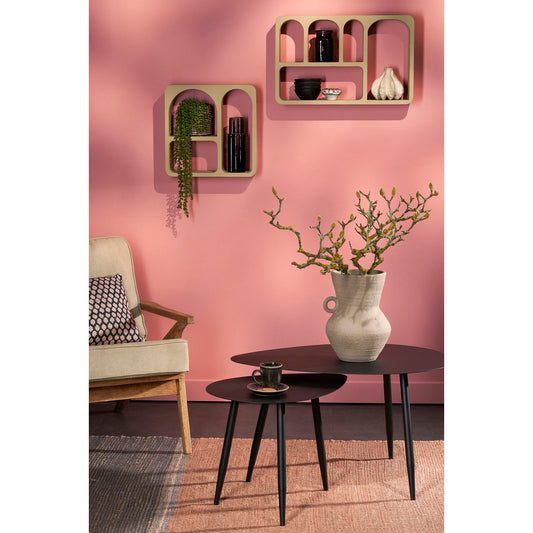 Bijzettafel Set van 2 L80 x B60 x H47 cm Metaal Zwart