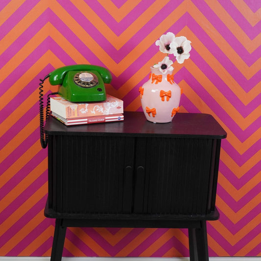 Vaas met Strikjes Roze/Oranje 14x14x19cm