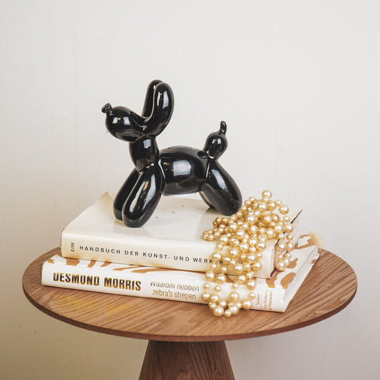 Ornament Spaarpot Ballon Hond Keramiek Zwart-17x7x17cm