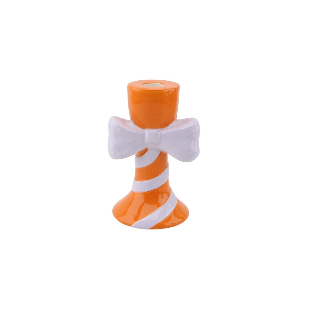 Kaarsenhouder Strepen met boog Oranje/Lila 9x8x14cm