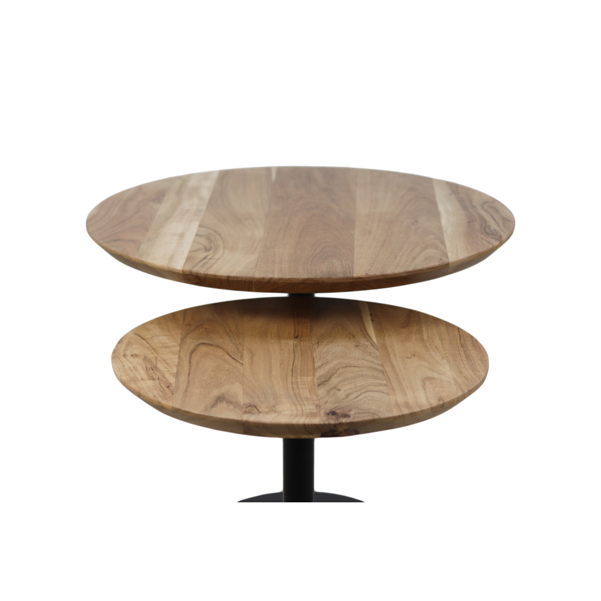 Pilaar bijzettafel Naturel/zwart ø60/ø45 Acacia hout/ijzer Set van 2