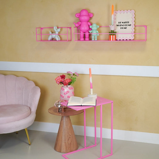 Wandplank Metaal Neon Pink Set van 2 40 | 80x14x16cm