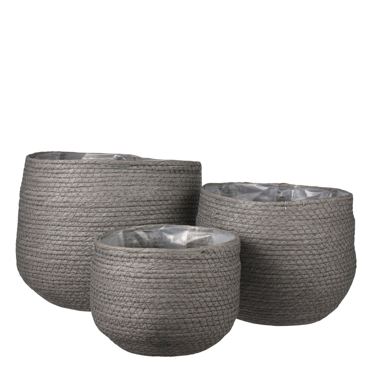 Jorck Plantenmand Set van 3 H24 x Ø26 cm Papier Grijs