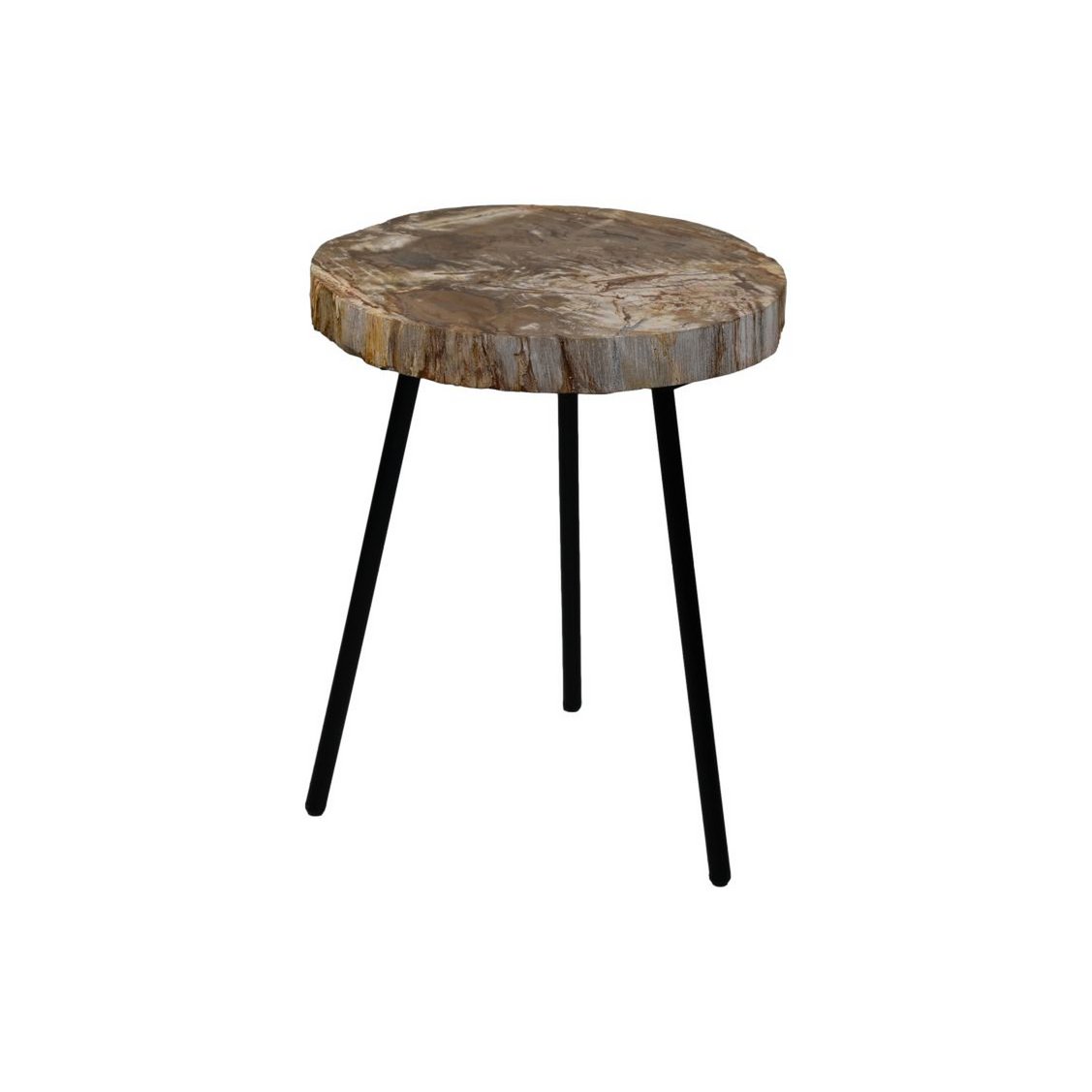 Koffietafel Rond ø40X44x54 Naturel/Zwart Natuursteen/metaal