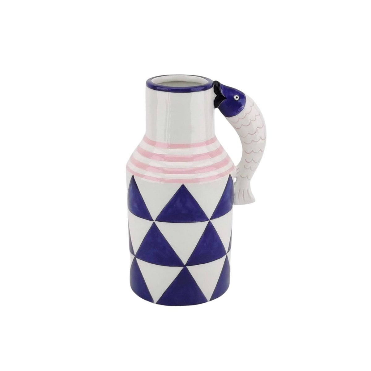 Vaas Vissen Blauw/Wit/Roze 14x11x21,5 cm