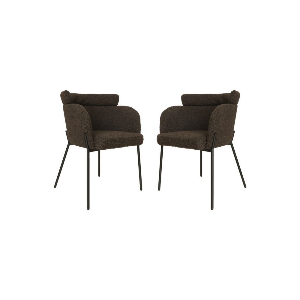 Eetkamerstoel Luca Set van 2 57x60x81 Espresso/Zwart Teddy/Bouclé/Metaal