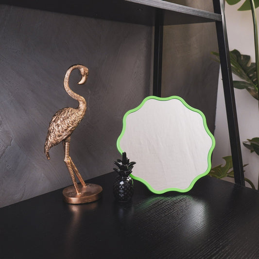 Spiegel Make up rond metaal neon groen 25x1x25cm