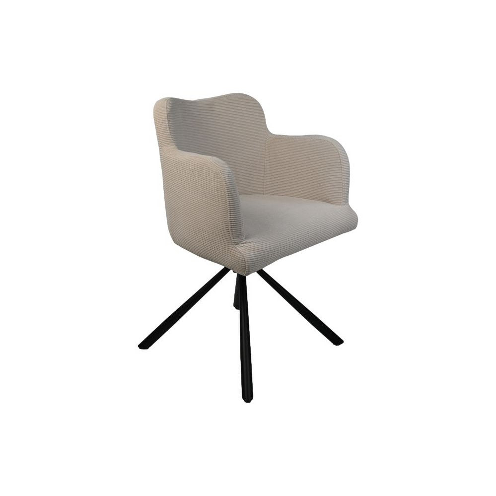 Eetkamerstoel Bella Set van 2 56x60x82 Wit/Zwart Stof/Metaal