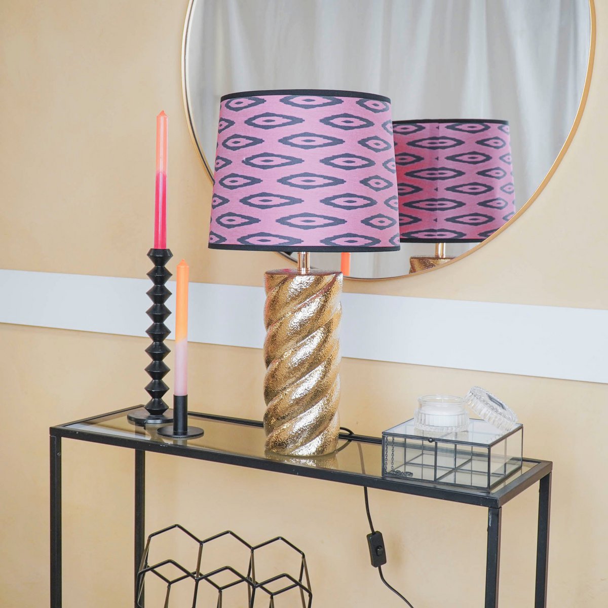 Tafellamp Twisted Candy Keramiek Goud E27 12x12x28cm