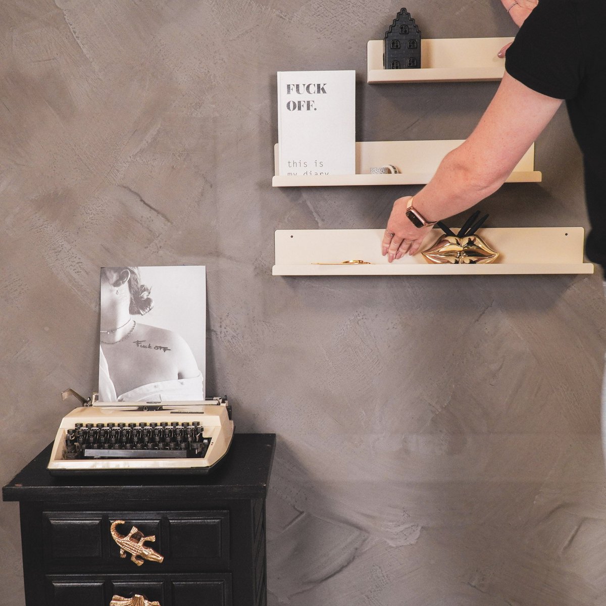 Wandplank Metaal Beige Set van 3 40/50/60cm