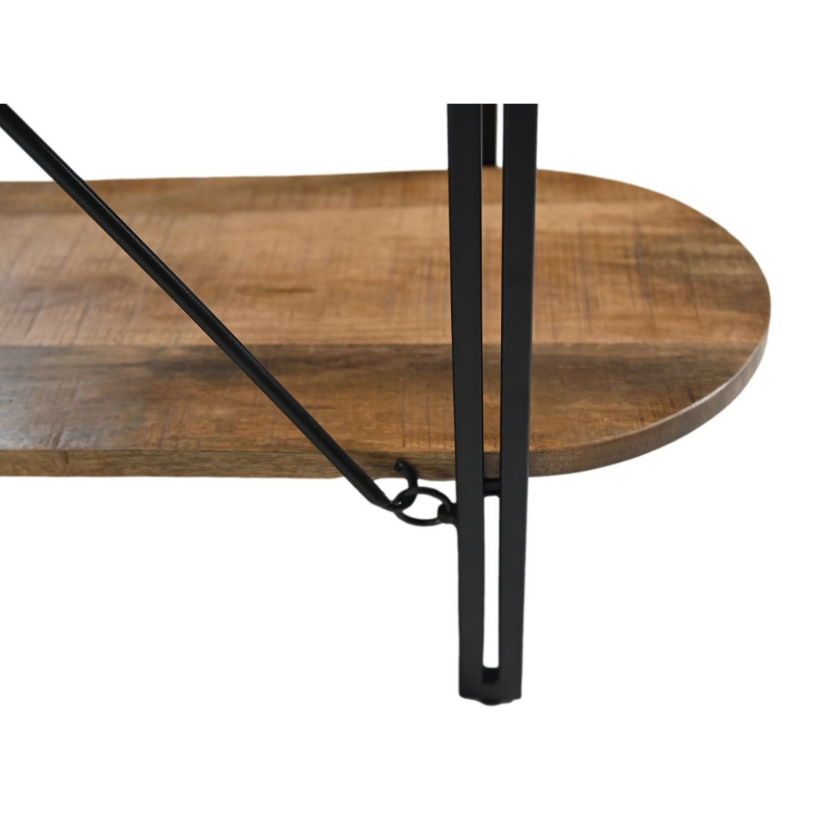 Wall cabinet 4 Planken 130x39x140 Metaal/Mangohout Naturel/Zwart