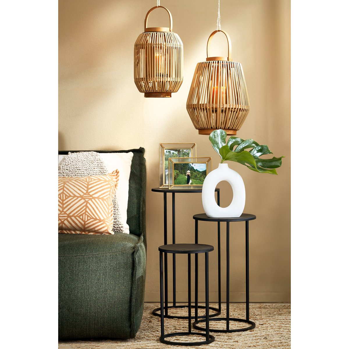 Quinty Bijzettafel Set van 3 H70 x Ø32 cm Metaal Zwart