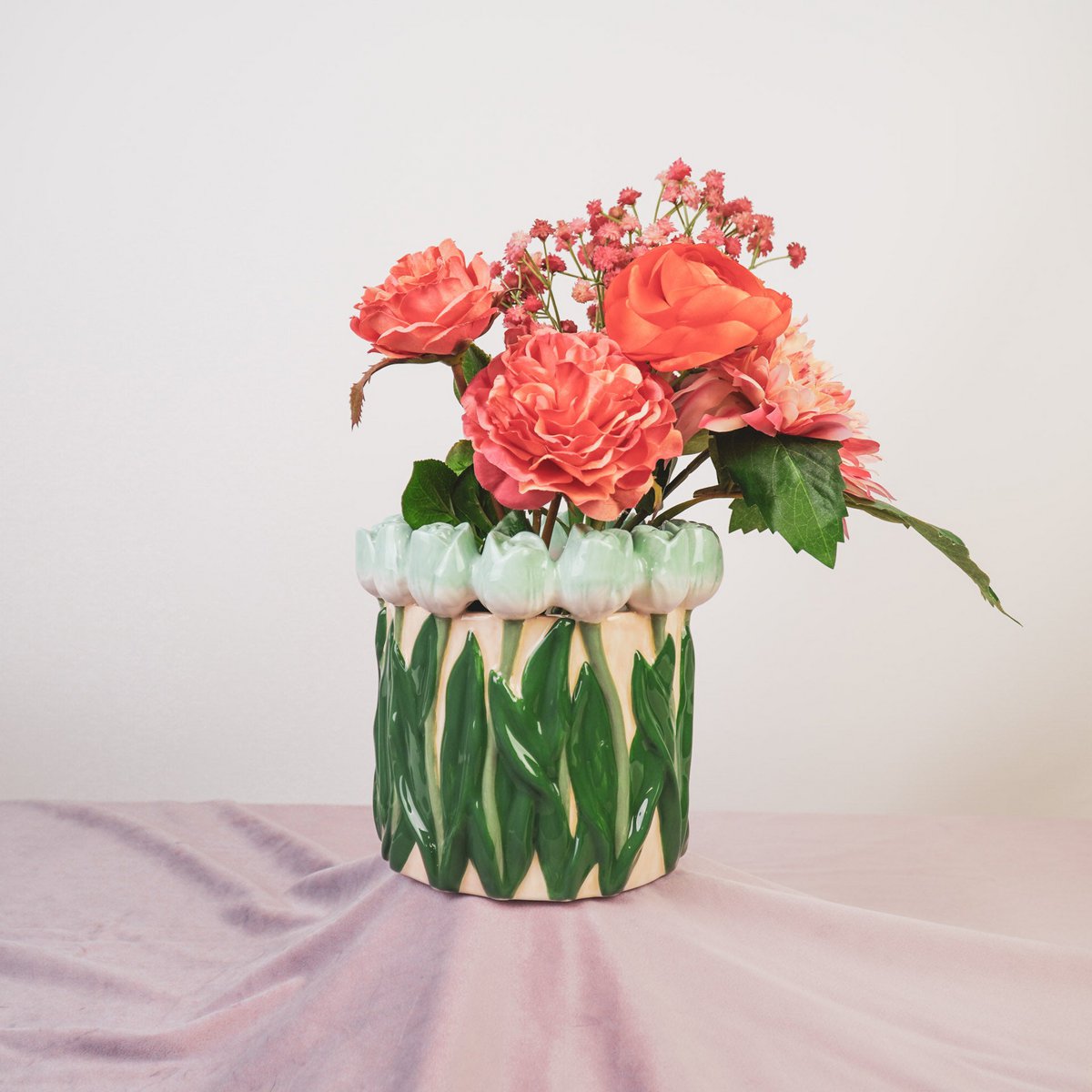 Vaas Tulpen Mint/ Groen 17X17X16 CM