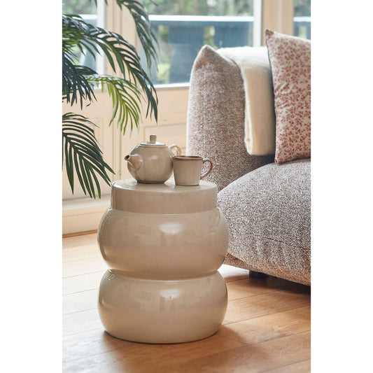 Vendi Bijzettafel H40 x Ø35 cm Keramiek Crème