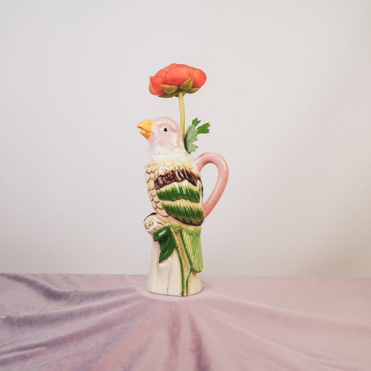 Vaas Vogel Dolomiet-roze-12*9*23cm