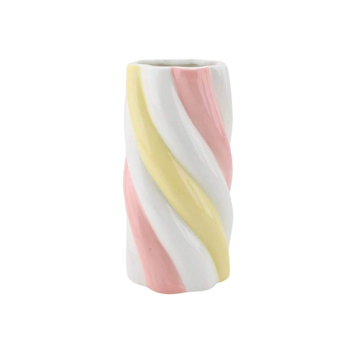 Vaas Marshmellow Geel/roze/wit 10,5x10,5x20cm