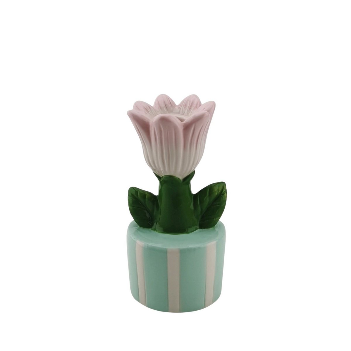 Kandelaar Tulp munt/roze 9x8,5x17,5