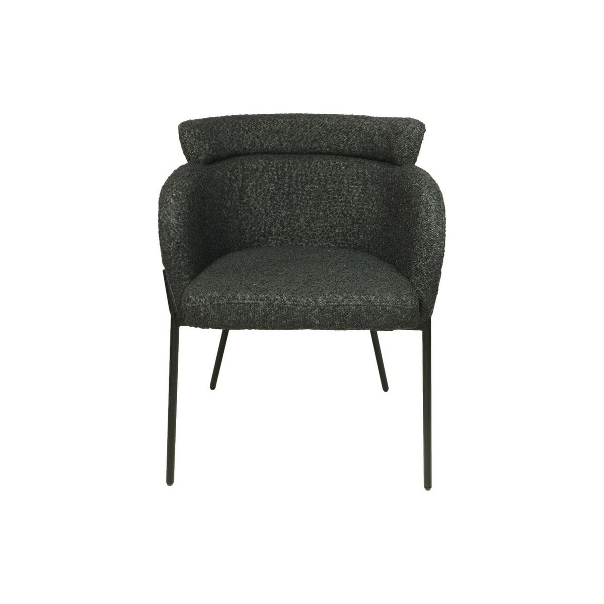 Eetkamerstoel Luca Set van 2 57x60x81 Antraciet/Zwart Teddy/Bouclé/Metaal